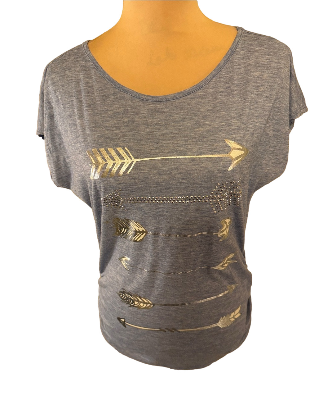 Women's Blue Metallic Arrow Graphic Tee